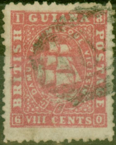 Old Postage Stamp from British Guiana 1863 8c Carmine SG73 Fine Used