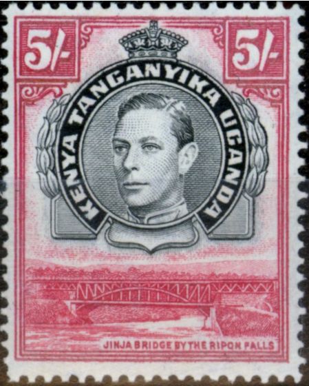 Collectible Postage Stamp from Kenya Uganda Tanganyika 1941 5s Black & Carmine SG148a P14 Very Fine MNH