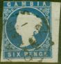 Valuable Postage Stamp from Gambia 1869 6d Blue SG3a Good Used