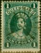 Old Postage Stamp Queensland 1886 £1 Deep Green SG161 Fine Used