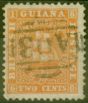 Old Postage Stamp from British Guiana 1860 2c Pale Orange SG31 Fine Used Ex-Fred Small