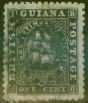 Rare Postage Stamp from British Guiana 1863 1c Black SG51var Broken Outer Frame Line Fine Used
