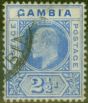 Old Postage Stamp from Gambia 1902 2 1/2d Ultramarine SG48 Fine Used.