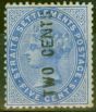 Collectible Postage Stamp from Straits Settlements 1884 2c on 5c Blue SG77 Type 20e E, N & S Wide Fine Lightly Mtd Mint