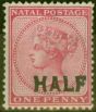 Old Postage Stamp from Natal 1895 Half on 1d Rose SG125a Surch Double Fine Lightly Mtd Mint