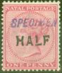 Old Postage Stamp from Natal 1895 Half on 1d Rose Specimen SG125s Fine Mtd Mint
