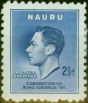 Old Postage Stamp Nauru 1937 2 1/2d Blue SG46a Re-Entry Fine MM