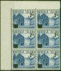 Old Postage Stamp Norfolk Island 1958 7d on 7 1/2d Deep Blue SG21Var Bottom Right Stamp Deformed 'd' V.F MNH Block of 6