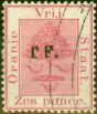 Old Postage Stamp from Orange Free State 1892 6d Rose-Carmine Telegraph SGT27c Inverted L for T V.F.U