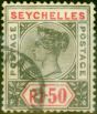 Valuable Postage Stamp from Seychelles 1900 Lucien Smeets Forgery IR50 Grey & Carmine SG35 Altered from a Ceylon Stamp Rare