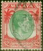 Collectible Postage Stamp Singapore 1948 $2 Green & Scarlet SG14 Fine Used