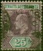 Rare Postage Stamp Straits Settlements 1905 25c Dull Purple & Green SG133b Chalk Good Used