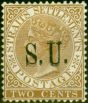 Rare Postage Stamp from Sungei Ujong 1882 2c Brown SG12a Opt Double. A Fine Example of this Rare Variety