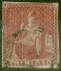 Rare Postage Stamp from Trinidad 1857  Rose-Red SG12 Good Used