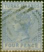 Rare Postage Stamp Turks Islands 1881 4d Ultramarine SG50 Fine Used