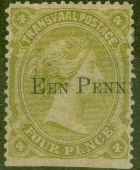 Valuable Postage Stamp from Transvaal 1882 1d on 4d Sage-Green SG170 Good Mtd Mint
