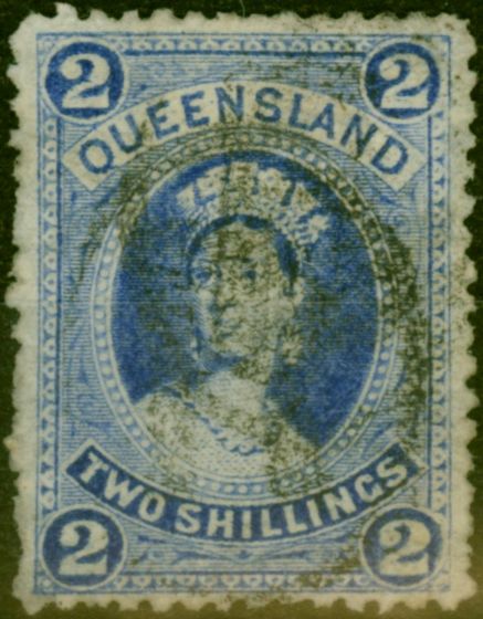 Valuable Postage Stamp from Queensland 1882 2s Bright Blue SG152 Good Used