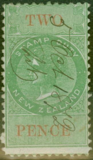 Rare Postage Stamp from New Zealand 1867 Stamp Duty 2d Green & Red P.10 R264