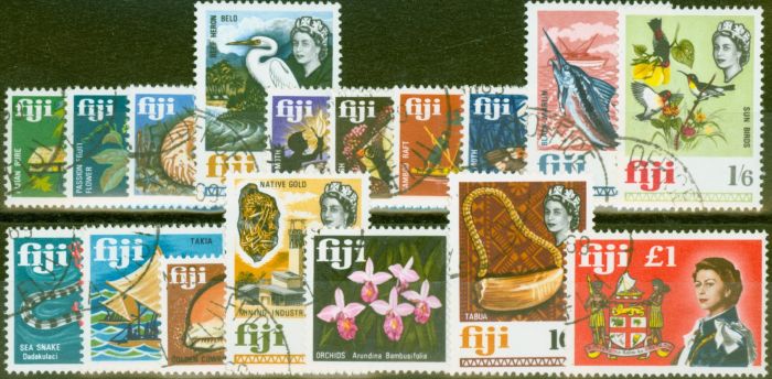 Rare Postage Stamp from Fiji 1968 set of 17 SG371-387 V.F.U