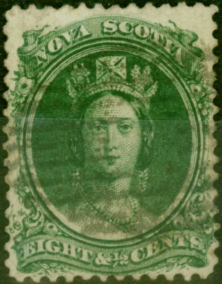 Collectible Postage Stamp Nova Scotia 1860 8 1/2c Deep Green SG14 Fine Used