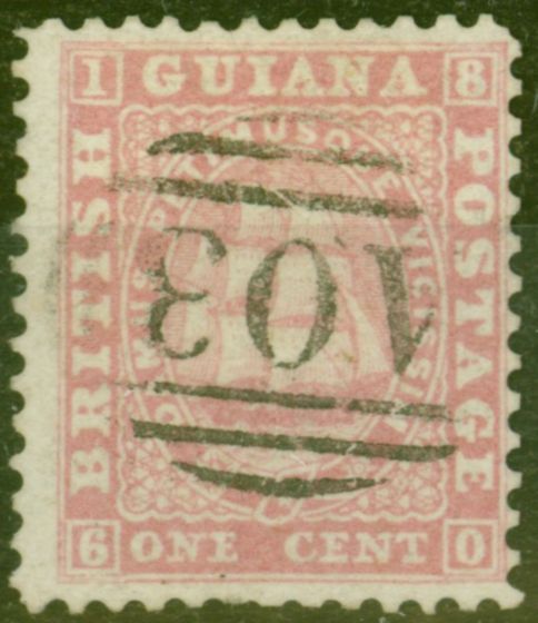Valuable Postage Stamp from British Guiana 1860 1c Pale Rose SG29 V.F.U Ex-Sir Ron Brierley