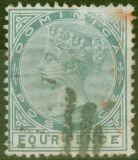 Old Postage Stamp from Dominica 1886 4d Grey SG24a Malformed CE in Pence Ave Used