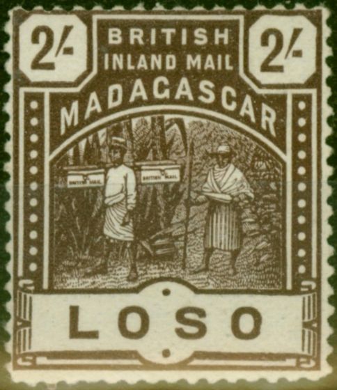 Old Postage Stamp from Madagascar 1895 2s Chocolate SG61 Fine LMM