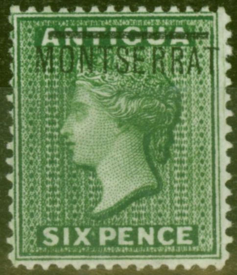 Collectible Postage Stamp from Montserrat 1876 6d Green SG2 V.F Lightly Mtd Mint