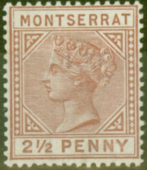Collectible Postage Stamp from Montserrat 1884 2 1/2d Red-Brown SG9 Wmk CA V.F & Fresh Mtd Mint