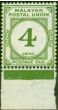 Rare Postage Stamp from Malaya 1936 4c Green SGD2 V.F MNH