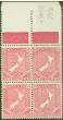 Rare Postage Stamp from New Zealand 1925 1d Carmine-Pink SG462 V.F MNH Block of 4