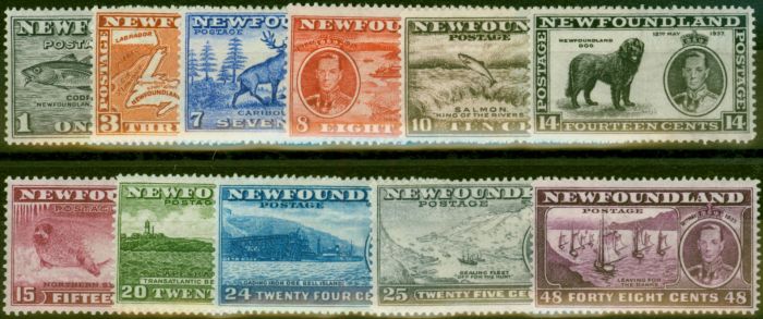 Rare Postage Stamp Newfoundland 1937 Coronation Set of 11 SG257-267 Fine MM