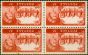 Rare Postage Stamp from GB 1963 5s Red SG596a wi Wmk Inverted Fine MNH Block of 4 Rare
