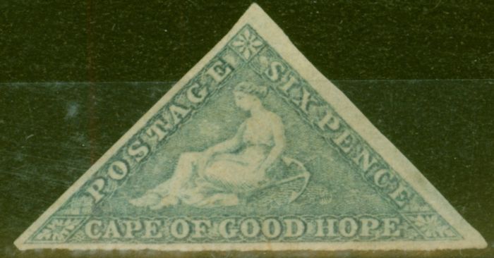 Rare Postage Stamp from Cape of Good Hope 1862 6d Slate-Lilac Blued Paper SG7c Fine & Fresh Unused Scarce