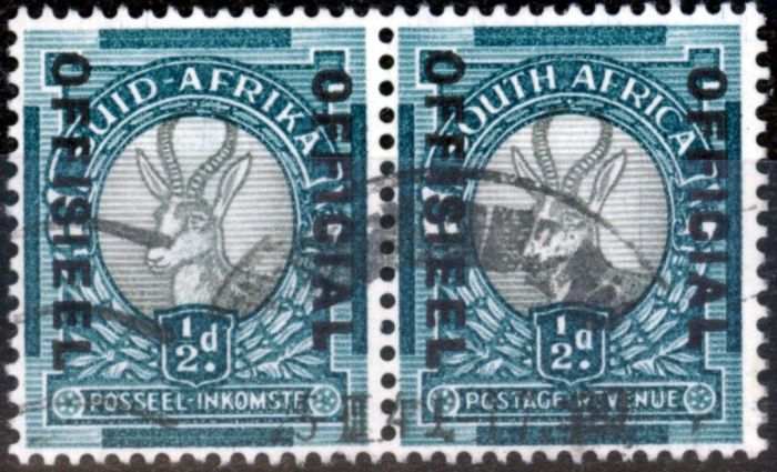 Old Postage Stamp from South Africa 1940 1/2d Grey & Blue-Green SG031a Fine Used (15)