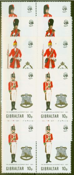 Rare Postage Stamp from Gibraltar 1973 Military Uniforms set of 4 5th Series SG313-316 V.F MNH Blocks of 4