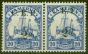 Rare Postage Stamp from Cameroon 1915 2d on 20pf Ultramarine SGB4a Surch Double One Albino V.F MNH in Pair with Normal