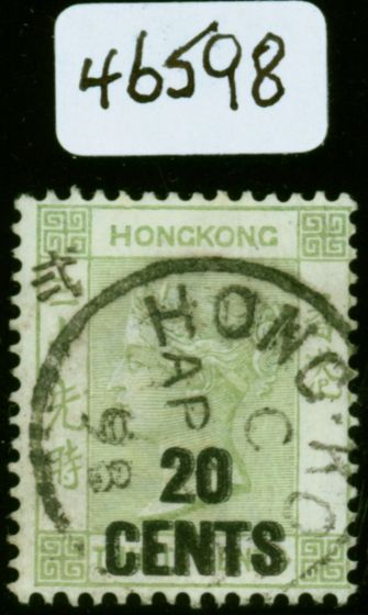 Old Postage Stamp Hong Kong 1891 20c on 30c Grey-Green SG48b Surch Double Fine Used Extremely Rare CV £25,000