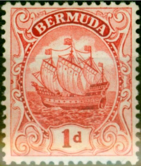 Rare Postage Stamp Bermuda 1916 1d Rose-Red SG46a Fine MNH (3)