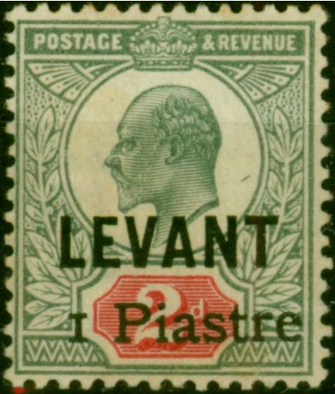 Rare Postage Stamp British Levant 1906 1pi on 2d Grey-Green & Carmine SG15 Fine MM Scarce