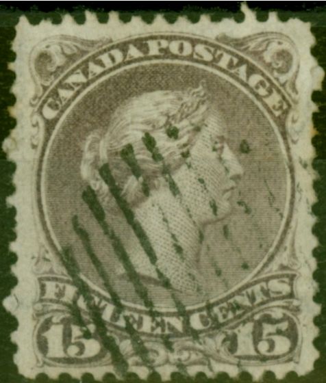 Valuable Postage Stamp Canada 1868 15c Dull Violet-Grey SG61ba Watermarked 'V OT' Fine Used Scarce