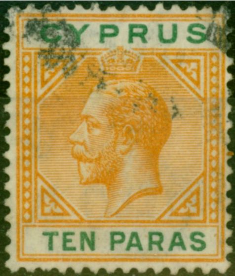 Valuable Postage Stamp Cyprus 1921 10pa Orange-Green SG85 Good Used