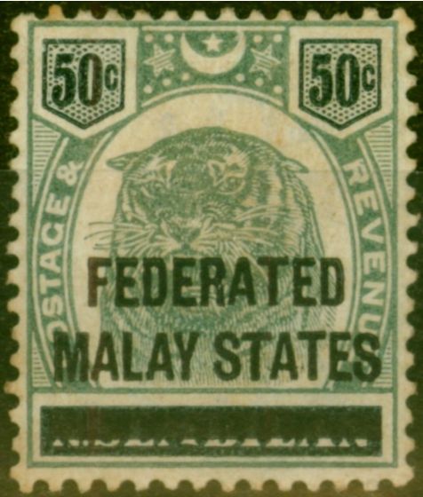 Collectible Postage Stamp from Fed Malay States 1900 50c Green & Black SG8 Ave MM
