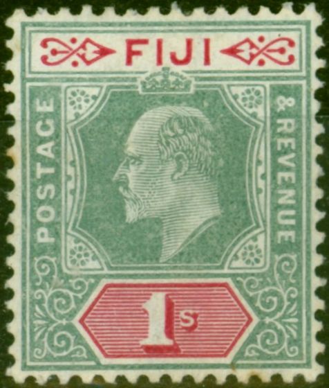 Collectible Postage Stamp Fiji 1909 1s Green & Carmine SG117 Good MM