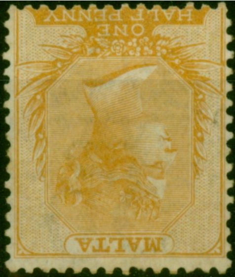 Malta 1863 1/2d Buff SG4w 'Wmk Inverted' Fine MM Scarce  Queen Victoria (1840-1901) Rare Stamps