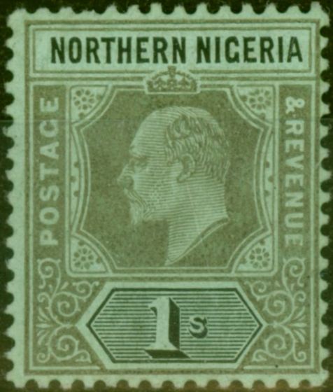 Collectible Postage Stamp from N. Nigeria 1910 1s Black-Green SG36Var 'Damaged Frame & Crown' New Discovery on SG36 Fine MM