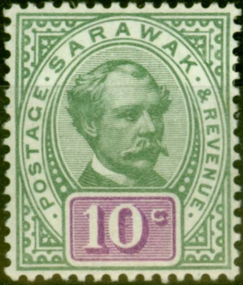 Collectible Postage Stamp from Sarawak 1891 10c Green & Purple SG15 Fine Mtd Mint (2)