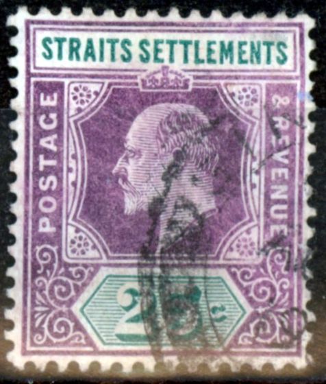 Old Postage Stamp from Straits Settlements 1905 25c Dull Purple & Green SG133b Good Used