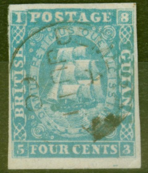 Valuable Postage Stamp from British Guiana 1860 4c Blue SG21 Fine Used DEMERARA JU 11 60 CDS  Ex-Fred Small & Sir Ron Brierley