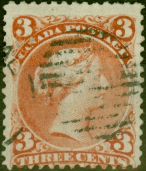 Rare Postage Stamp Canada 1868 3c Brown-Red SG58a Laid Paper Fine Used Scarce